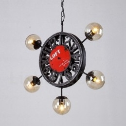 Designer Touch Decorative 5 Light Vintage Retro Pendant Light with Glass Shade
