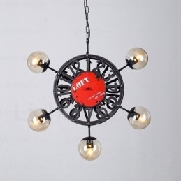 Designer Touch Decorative 5 Light Vintage Retro Pendant Light with Glass Shade