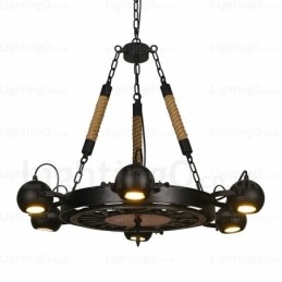 Designer Touch Decorative 6 Light Vintage Retro Pendant Light with Stainless Steel Shade
