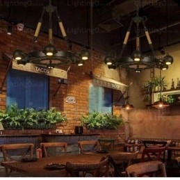 Designer Touch Decorative 6 Light Vintage Retro Pendant Light with Stainless Steel Shade