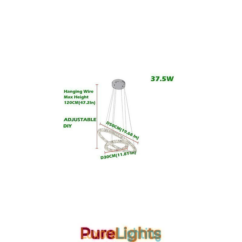 Designer Touch Decorative Crystal Pendant Light Lighting Modern 2 Rings Three Sides K9 Crystal Indoor Ceiling Lights Lamp Fixtures