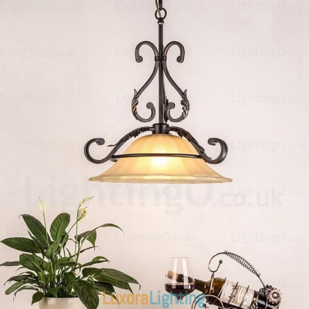 Designer Touch Decorative 1 Light Country Rustic Pendant Light with Glass Shade