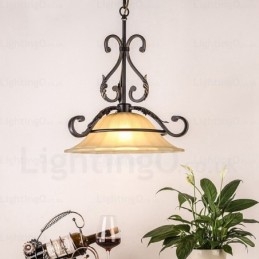 Designer Touch Decorative 1 Light Country Rustic Pendant Light with Glass Shade
