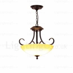 Designer Touch Decorative 3 Light Country Rustic Pendant Light with Glass Shade