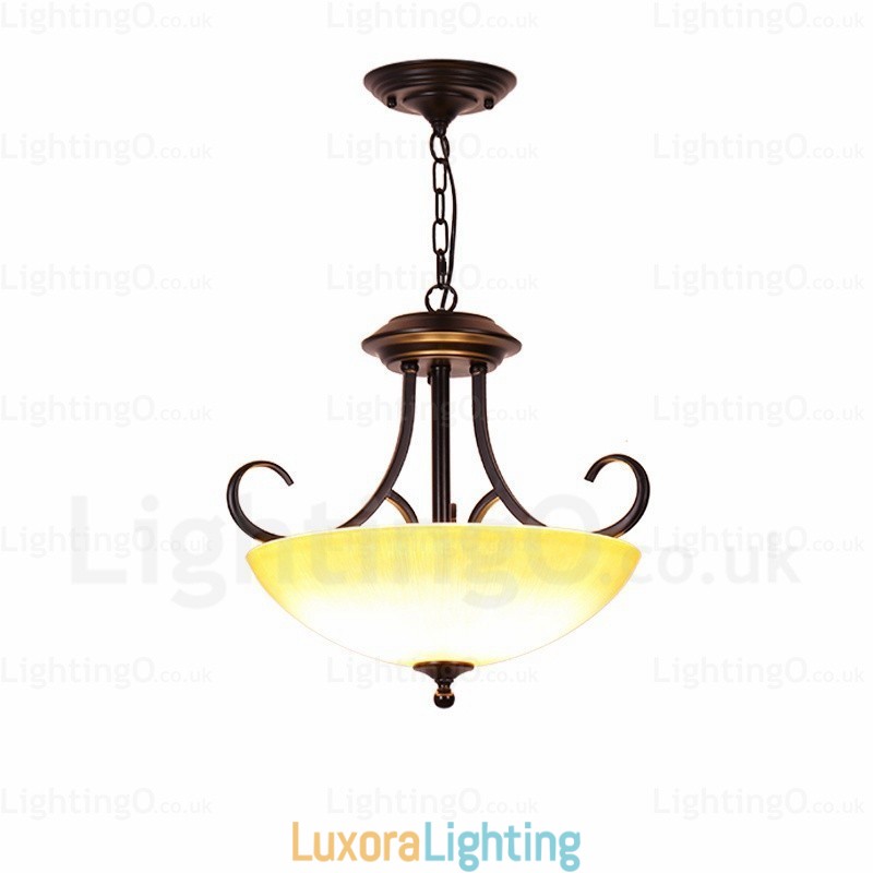 Designer Touch Decorative 3 Light Country Rustic Pendant Light with Glass Shade