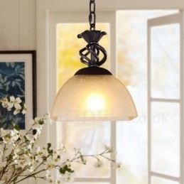 Designer Touch Decorative 1 Light Country Rustic Pendant Light with Glass Shade