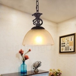 Designer Touch Decorative 1 Light Country Rustic Pendant Light with Glass Shade