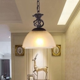 Designer Touch Decorative 1 Light Country Rustic Pendant Light with Glass Shade