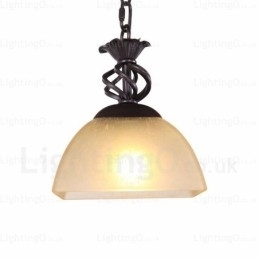 Designer Touch Decorative 1 Light Country Rustic Pendant Light with Glass Shade