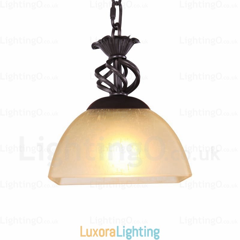 Designer Touch Decorative 1 Light Country Rustic Pendant Light with Glass Shade