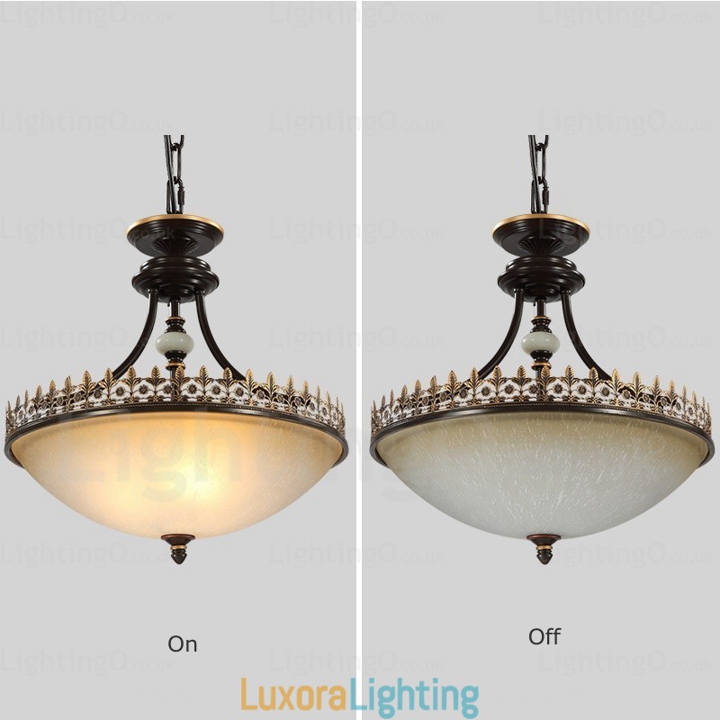 Designer Touch Decorative 3 Light Country Rustic Pendant Light with Glass Shade