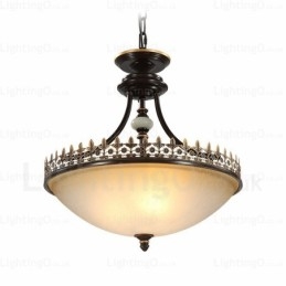 Designer Touch Decorative 3 Light Country Rustic Pendant Light with Glass Shade