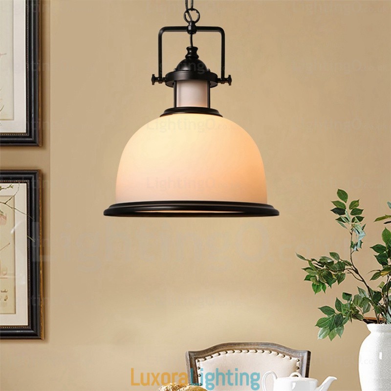 Designer Touch Decorative 1 Light Country Rustic Pendant Light with Glass Shade