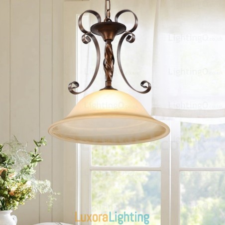 Designer Touch Decorative 1 Light Country Rustic Pendant Light with Glass Shade