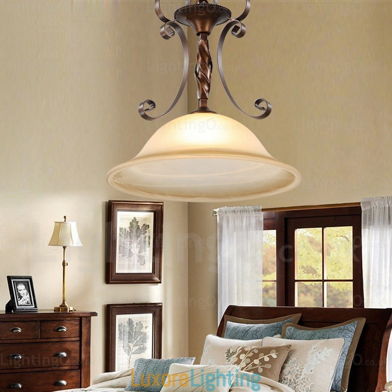 Designer Touch Decorative 1 Light Country Rustic Pendant Light with Glass Shade