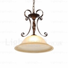 Designer Touch Decorative 1 Light Country Rustic Pendant Light with Glass Shade