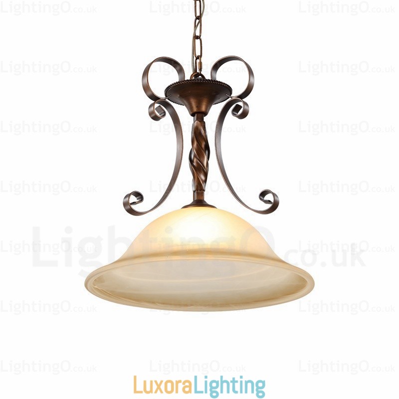 Designer Touch Decorative 1 Light Country Rustic Pendant Light with Glass Shade