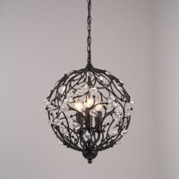 Designer Touch Decorative 3 Light Vintage Retro Globe Crystal Pendant Light