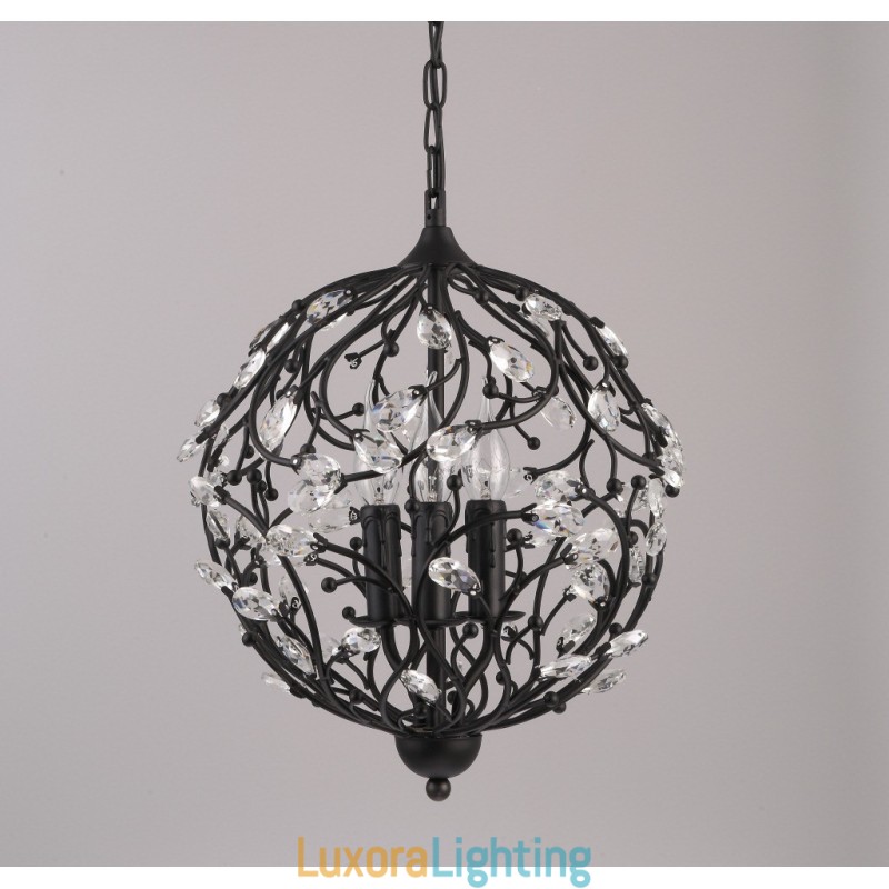 Designer Touch Decorative 3 Light Vintage Retro Globe Crystal Pendant Light