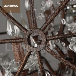 Designer Touch Decorative 4 Light Diameter 40CM Vintage Crystal Globe Painting Metal Chandelier Rusty Colour Pendant Light