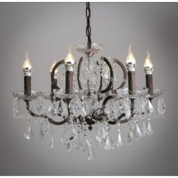 Designer Touch Decorative 6 Light Diameter 60CM Vintage Crystal Painting Metal Chandelier Rusty Iron Colour Pendant Light