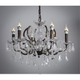 Designer Touch Decorative 6 Light Diameter 60CM Vintage Crystal Painting Metal Chandelier Rusty Iron Colour Pendant Light