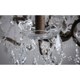 Designer Touch Decorative 6 Light Diameter 60CM Vintage Crystal Painting Metal Chandelier Rusty Iron Colour Pendant Light