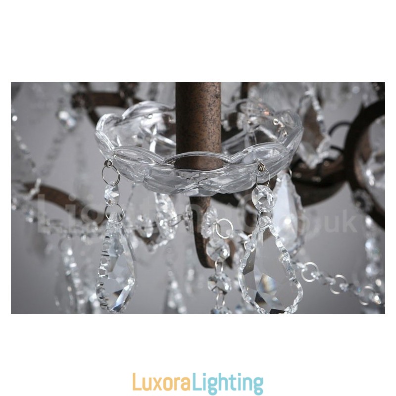 Designer Touch Decorative 6 Light Diameter 60CM Vintage Crystal Painting Metal Chandelier Rusty Iron Colour Pendant Light