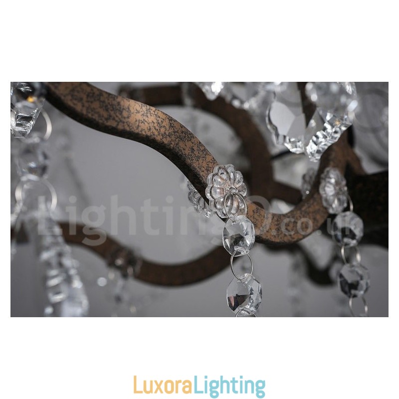 Designer Touch Decorative 6 Light Diameter 60CM Vintage Crystal Painting Metal Chandelier Rusty Iron Colour Pendant Light