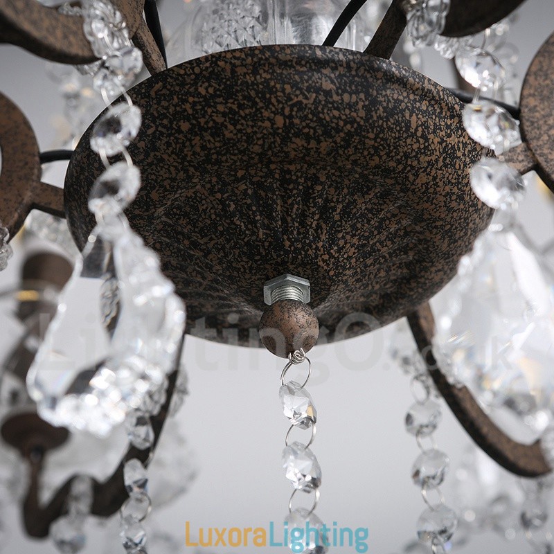Designer Touch Decorative 6 Light Diameter 60CM Vintage Crystal Painting Metal Chandelier Rusty Iron Colour Pendant Light