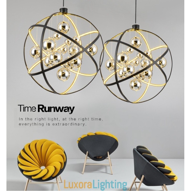 Designer Touch Decorative Diameter 50CM 80CM Vintage Globe Chandelier Rusty Colour Pendant Light