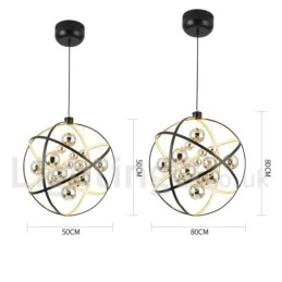Designer Touch Decorative Diameter 50CM 80CM Vintage Globe Chandelier Rusty Colour Pendant Light