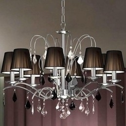 Designer Touch Decorative Cloth Lamp Shade Crystal Chandelier 8 Lights