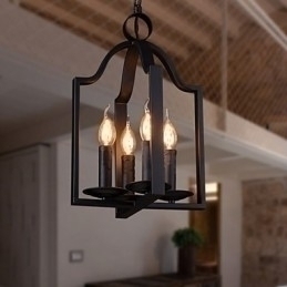 Designer Touch Decorative 4 Light Vintage Minimalist Iron Painting Pendant Light