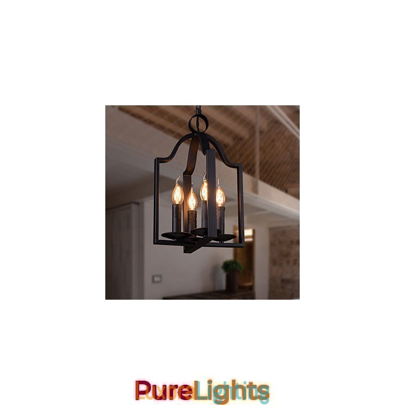 Designer Touch Decorative 4 Light Vintage Minimalist Iron Painting Pendant Light