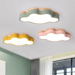 Designer Touch Decorative Macaron Multicolor Modern Contemporary Steel Flush Wood Light Ceiling Light