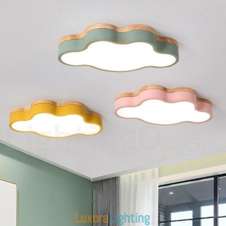Designer Touch Decorative Macaron Multicolor Modern Contemporary Steel Flush Wood Light Ceiling Light
