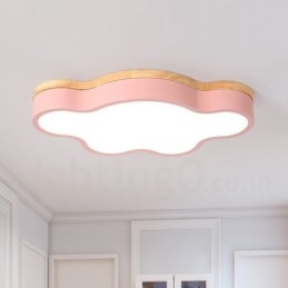 Designer Touch Decorative Macaron Multicolor Modern Contemporary Steel Flush Wood Light Ceiling Light