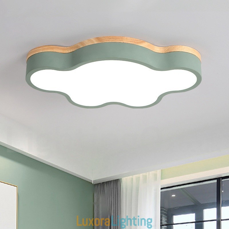 Designer Touch Decorative Macaron Multicolor Modern Contemporary Steel Flush Wood Light Ceiling Light