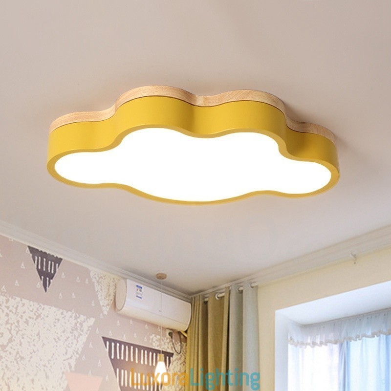 Designer Touch Decorative Macaron Multicolor Modern Contemporary Steel Flush Wood Light Ceiling Light