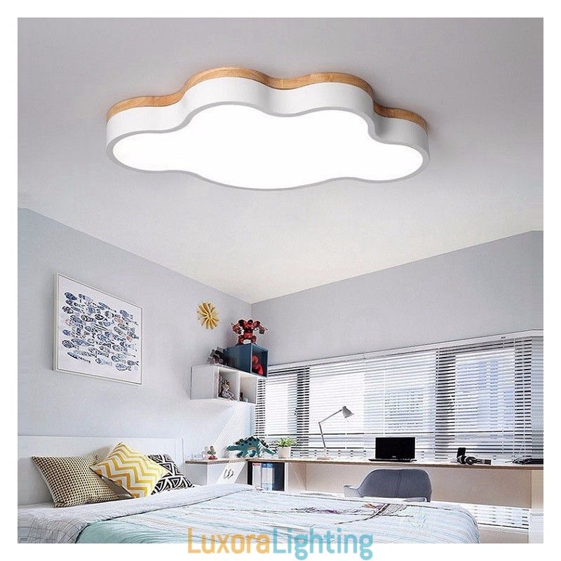 Designer Touch Decorative Macaron Multicolor Modern Contemporary Steel Flush Wood Light Ceiling Light