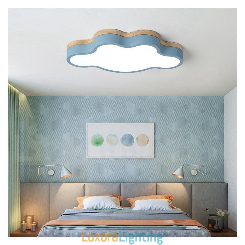 Designer Touch Decorative Macaron Multicolor Modern Contemporary Steel Flush Wood Light Ceiling Light