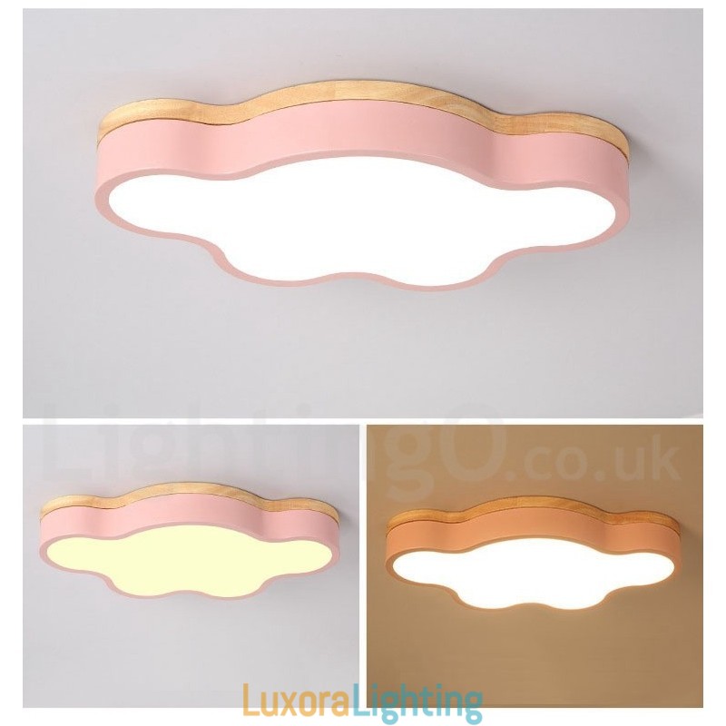 Designer Touch Decorative Macaron Multicolor Modern Contemporary Steel Flush Wood Light Ceiling Light