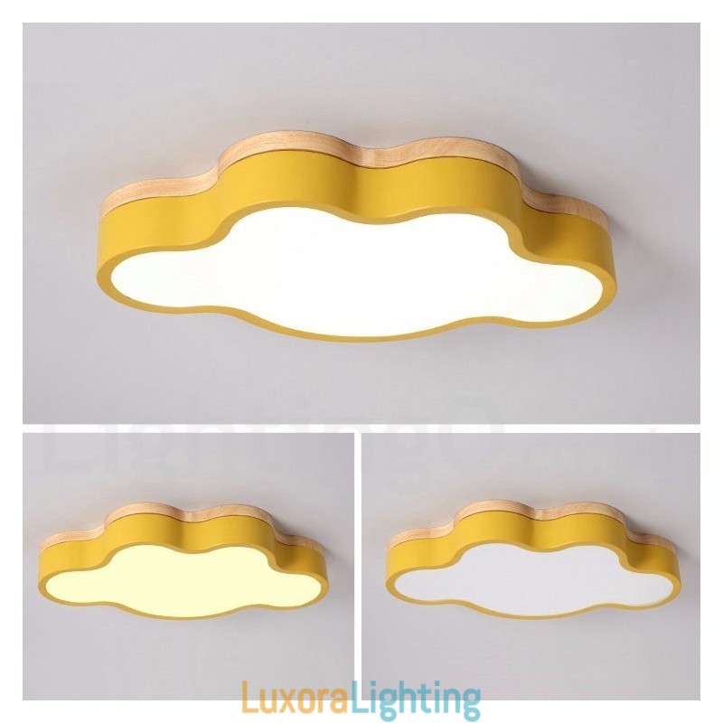 Designer Touch Decorative Macaron Multicolor Modern Contemporary Steel Flush Wood Light Ceiling Light