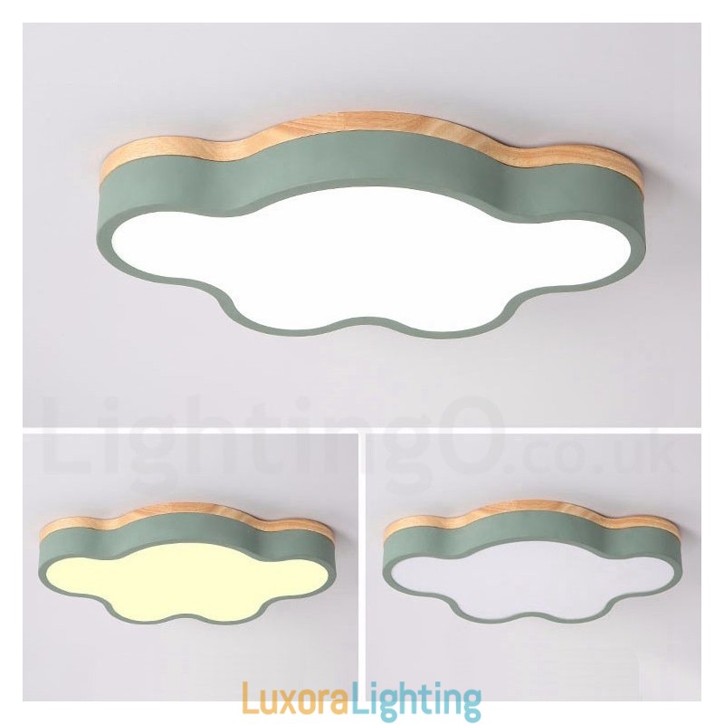 Designer Touch Decorative Macaron Multicolor Modern Contemporary Steel Flush Wood Light Ceiling Light