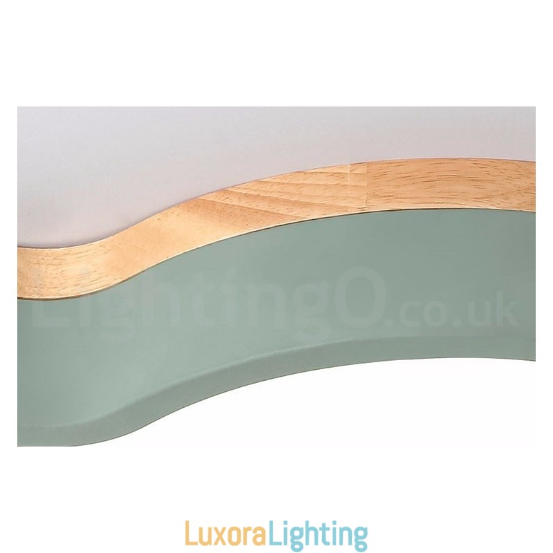 Designer Touch Decorative Macaron Multicolor Modern Contemporary Steel Flush Wood Light Ceiling Light