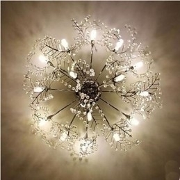 Designer Touch Decorative Stainless Steel Etched Deciduous Crystal Ceiling Llight