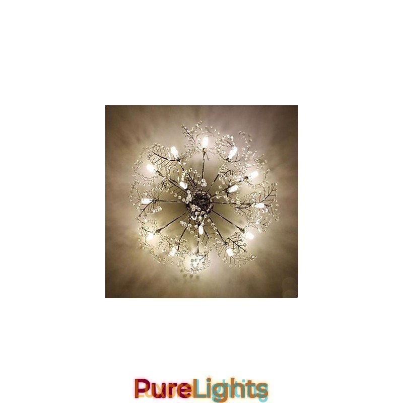Designer Touch Decorative Stainless Steel Etched Deciduous Crystal Ceiling Llight