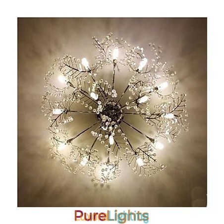 Designer Touch Decorative Stainless Steel Etched Deciduous Crystal Ceiling Llight