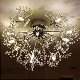 Designer Touch Decorative Stainless Steel Etched Deciduous Crystal Ceiling Llight